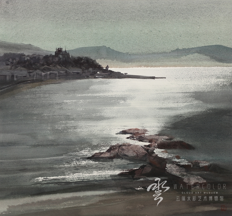 窦世强 《银撒海滩》 50*60㎝